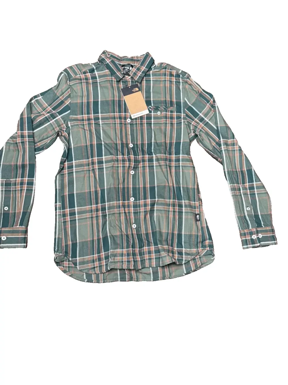 The North Face Shirt Mens Medium Green Plaid Junction Woven Long Sleeve Cotton